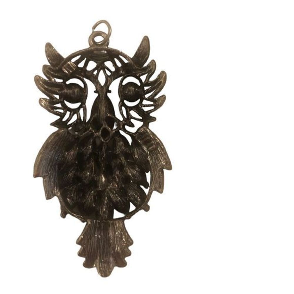 Owl Rhinestone Silver-tone‎ Pendant - Picture 2 of 2